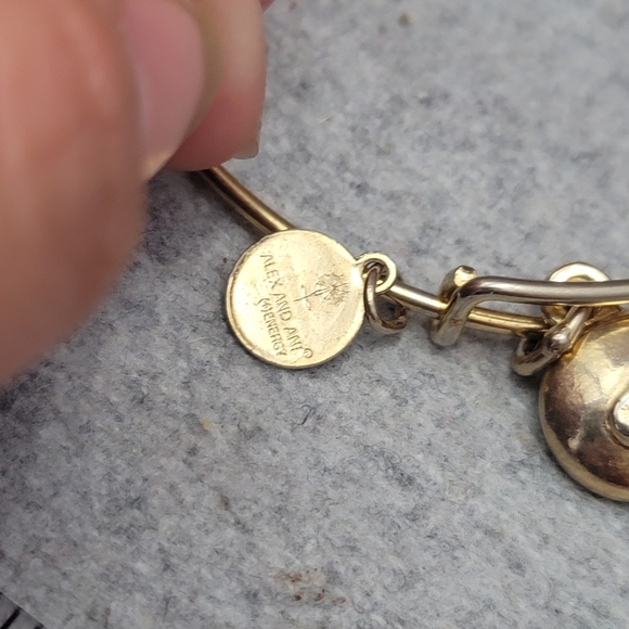 Alex and Ani Peridot August Birthday Stone Gold Bangle Bracelet - Picture 6 of 10